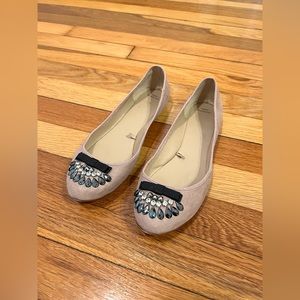 Zara Embellished Fabric Ballet Flats